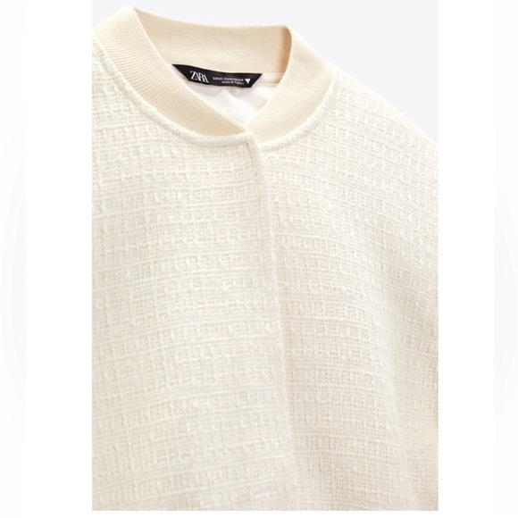 ZARA CROPPED TEXTURED BOMBER JACKET - Picture 11 of 11